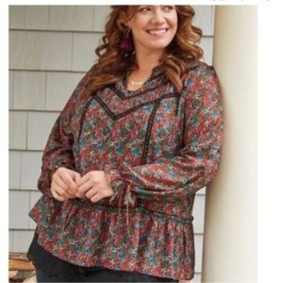 Matilda Jane NWT Carol Choose Your Own Path Floral Peasant Top Women’s Large - Picture 1 of 7